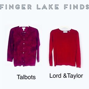 Bundle of Red/Pink Silk & Lambswool Sweaters, Petite Small